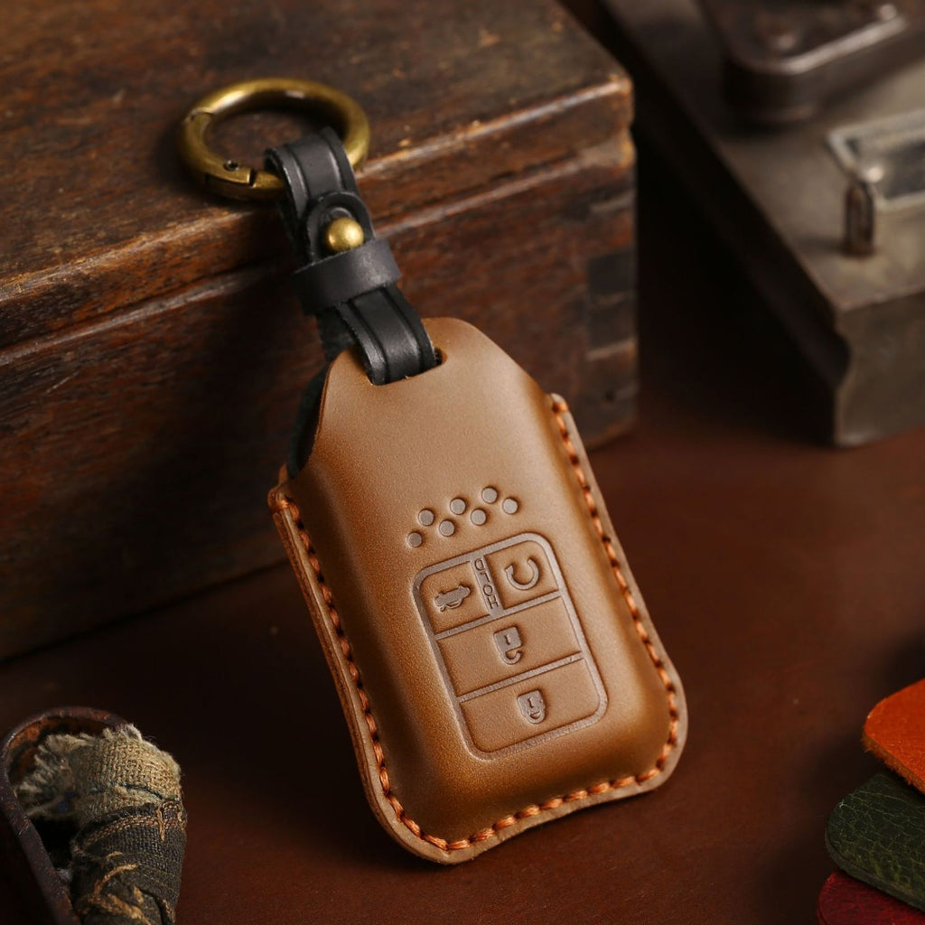 Honda CRV Lingpai XRV Civic Accord Guandao Fit Housse de clé de voiture en cuir 2,3,4,5,6 boutons