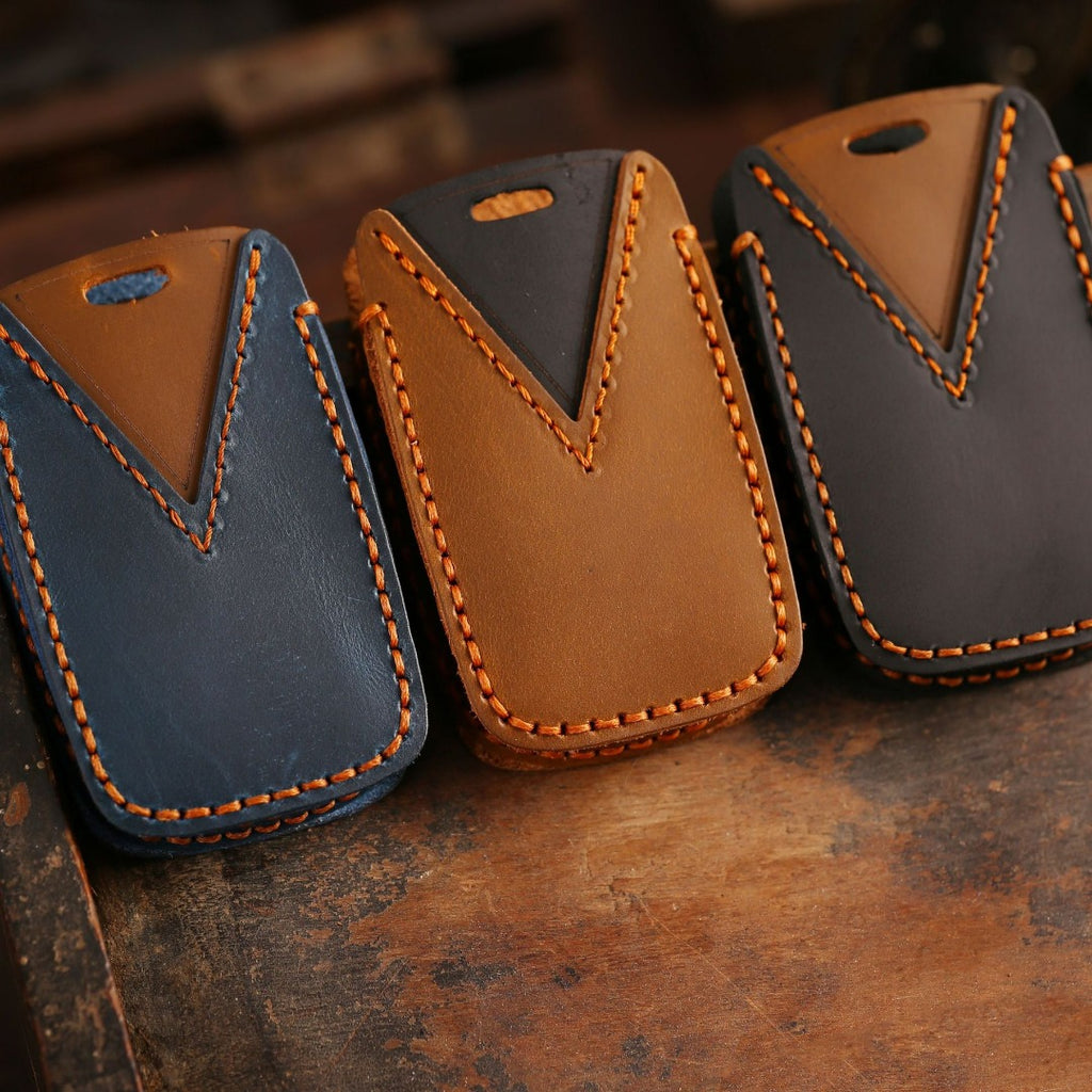 Carsine Land Rover Jaguar Leather Car Key Cover Black