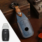 Carsine Mercedes Benz Leather Car Key Cover 3,4 Button Blue / 3 Button