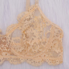 Ensemble de lingerie sexy 2 pièces avec porte-jarretelles en dentelle dorée