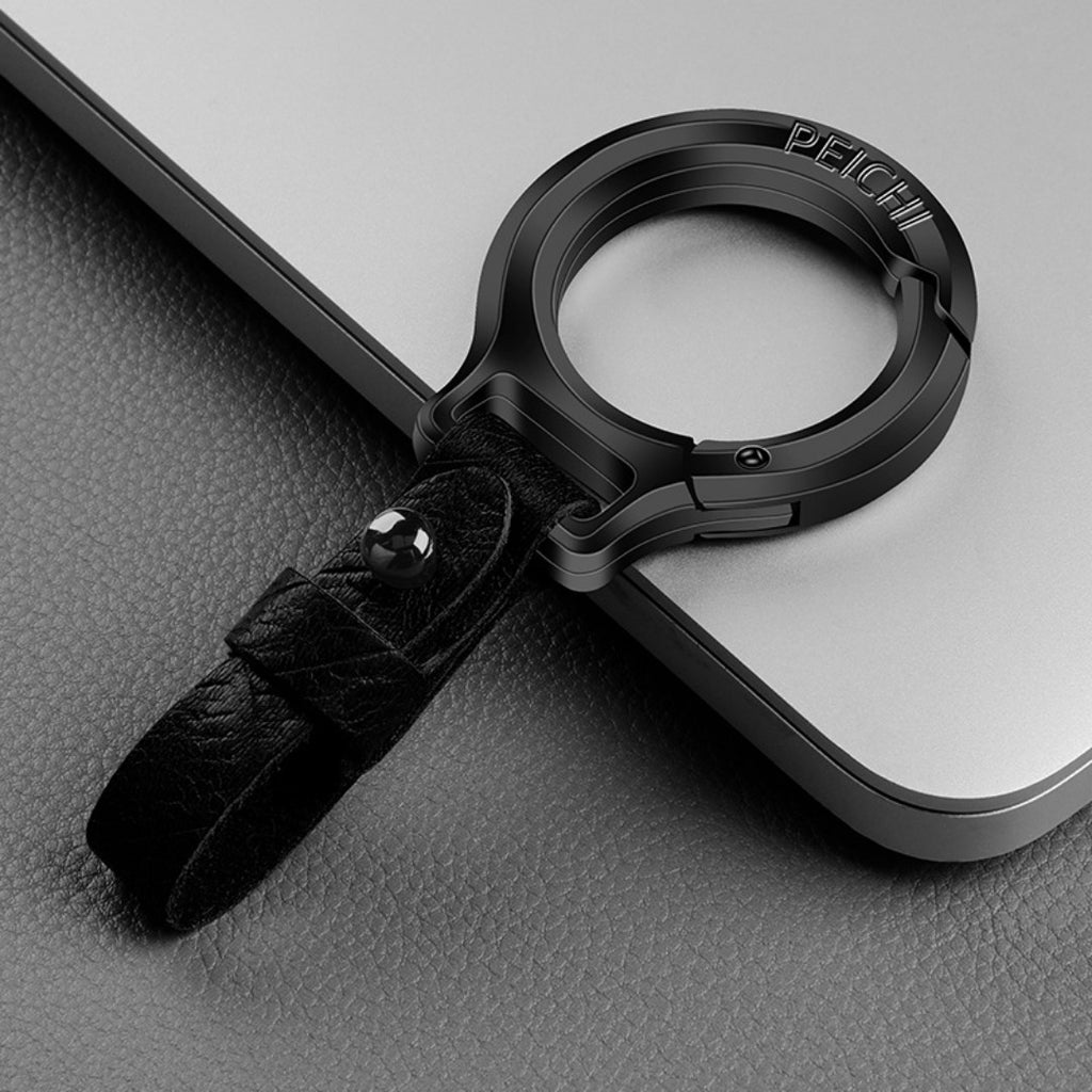 Porte-clés en cuir de vachette pleine fleur et alliage de zinc