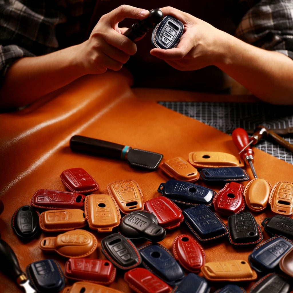 Étui pour clé Porsche | Cuir véritable, conception étanche | Compatible avec tous les modèles