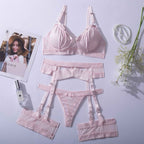 String rose clair sexy pour femme, avec jarretières.