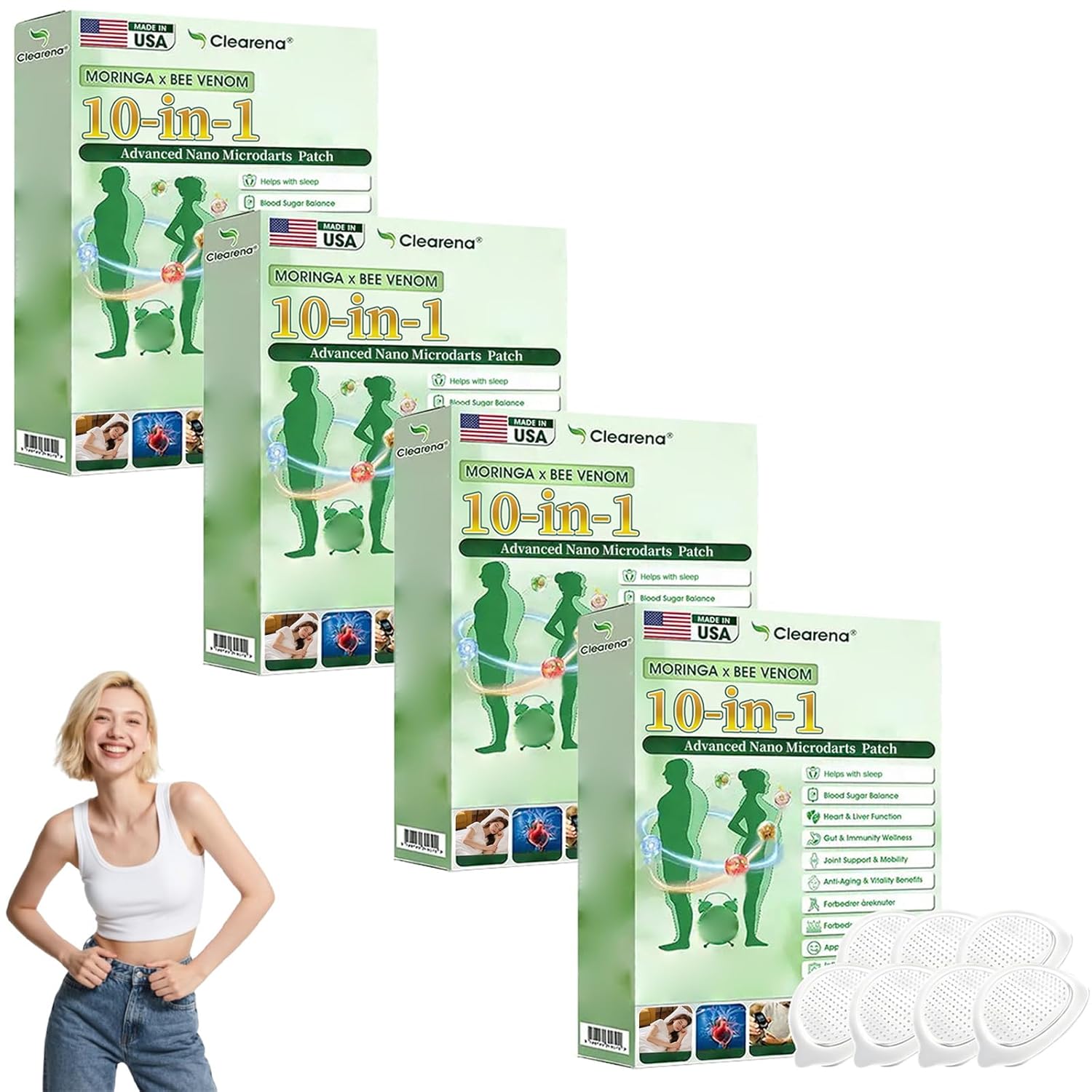 Clearena Moringa 10-in-1 Advanced Nano Microdarts Patch, 2026 New Clearena Moringa Patch, Natural Slim Patches for Women and Men - Gentle Formula for All Skin