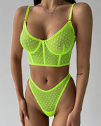 String à pois, ensemble de lingerie sexy 2 pièces