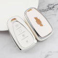 Carsine Chevrolet Holden Car Key Cover Silver Edge White / Key case