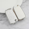 Carsine Chevrolet Holden GMC Buick Car Key Cover Silver Edge White / Key case