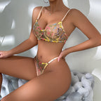 Ensemble soutien-gorge et string fleuris, deux pièces