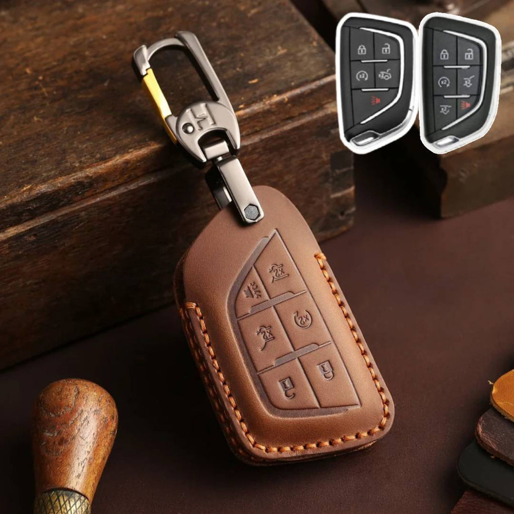 Cadillac CT5 CT4 Leather Car Key Cover 5,6 Button