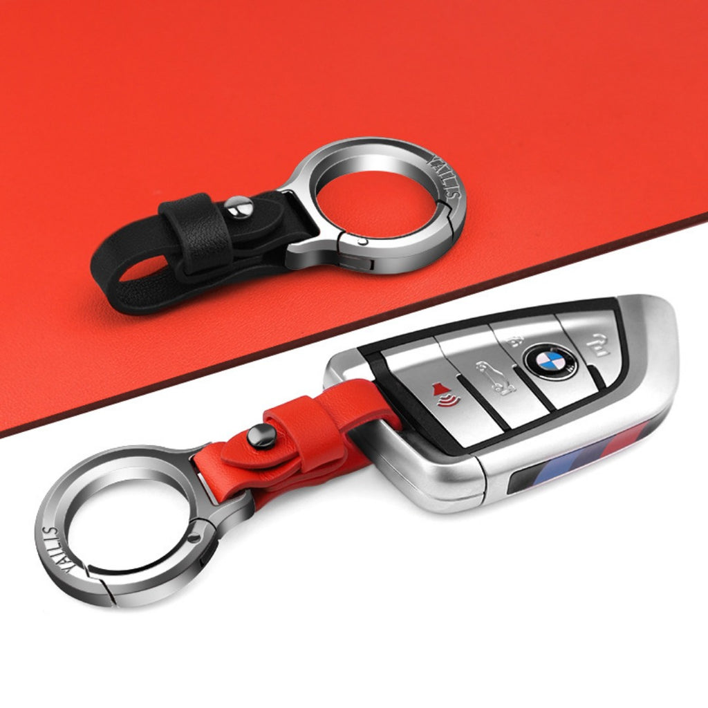 Porte-clés en cuir de vachette pleine fleur et alliage de zinc