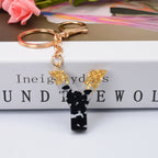 Carsine Black Pompom 26 Alphabets Keychain gold / Y