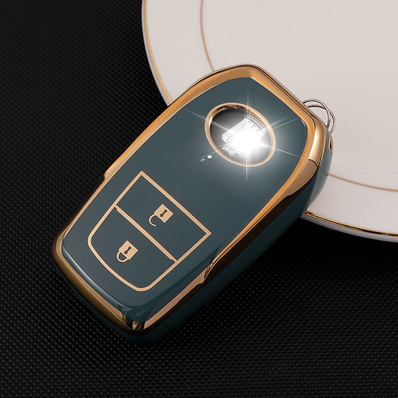Carsine Toyota Car Key Case Golden Edge 2 Buttons / Grey / Key case