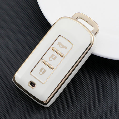 Carsine Mitsubishi Car Key Case Golden Edge White / Key case