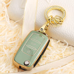 Carsine Volkswagen Car Key Case Golden Edge Green / Key case + O chain