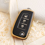 Carsine Nissan Car Key Case Golden Edge 3 Buttons / Black / Key case