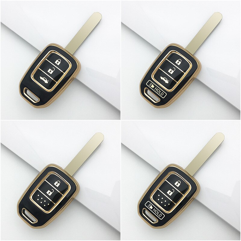 Carsine Honda Car Key Case Golden Edge black / 2+1buttons