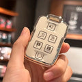 Carsine Chevrolet GMC Yukon Car Key Cover Silver Edge White