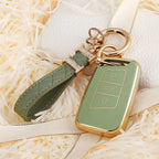 Carsine Volkswagen Car Key Case Golden Edge Green / Key case + strap