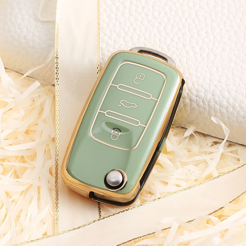 Carsine Volkswagen Car Key Case Golden Edge Green / Key case