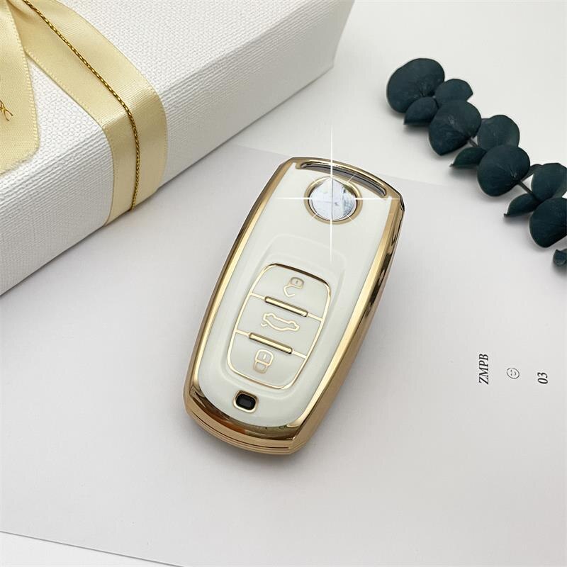Carsine Volkswagen Car Key Case Golden Edge White / Key case